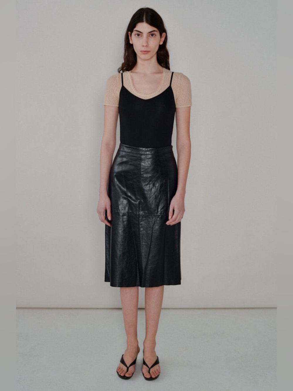 Vintage GAP 2000 Y2K Black Leather Panel Skirt, size 10